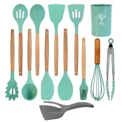 GENERICO - Set Utensilios Cocina Silicona Resistente Calor + Obsequio