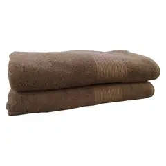GENERICO - Toalla De Cuerpo Coral Set x 2 Unicolor 450 Gramos 100 % Algodón Tipo Hotelera Color Chocolate
