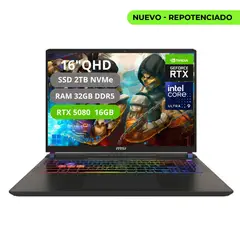 MSI - Portatil Gamer Vector 16 Hx AI Intel Core Ultra 9 275HX Ram 32gb Ssd 2tb Rtx 5080 16gb
