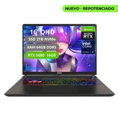 MSI - Portatil Gamer Vector 16 Hx AI Intel Core Ultra 9 275HX Ram 64gb Ssd 2tb Rtx 5080 16gb