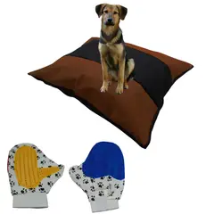 HALLY PET - Colchon Bicolor Lavable Mas Guante Marron