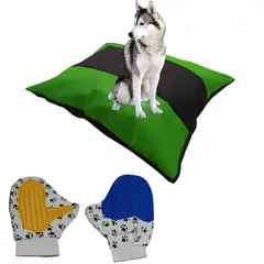 HALLY PET - Colchon Bicolor Lavable Mas Guante Verde