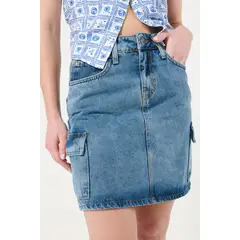 KOAJ - Falda cargo corta azul clara en jean para mujer cuenta Mujer
