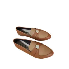 GENERICO - Mocasines Caramelo Suave Con Botón Oro Y Beige