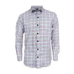 SON DOS - Camisa Leñadora Blanca A Cuadros Rojos Y Azules Slim Hombre