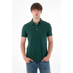 TENNIS - Camiseta polo manga corta verde para hombre