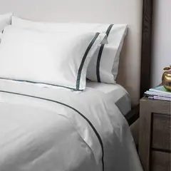 DISTRIHOGAR - Cover Duvet Hotel Experience 400 Hilos Sicilia Blanco Azul Queen