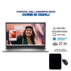 DELL - PORTATIL INSPIRON 3530 INTEL CI5 1334U 5.6" FHD - RAM 12GB DDR4 SSD 2TB M.2 - MOUSE Y FUNDA