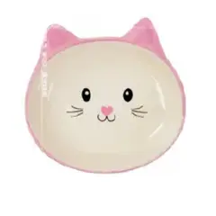 GENERICO - Comedero Plano de Cerámica Rosado para Gatos