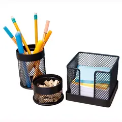 REJIPLAS - Kit escritorio malla sencillo 3 piezas pintado negro