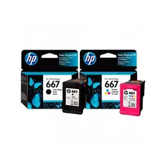 HP - Combo Cartucho de Tinta 667 Negra y 667 Tricolor Original