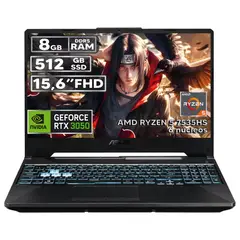 ASUS - PORTÁTIL GAMER RYZEN 5 7535HS 8GB RAM 512GB SSD RTX 3050 4GB 15,6 FHD BLACK