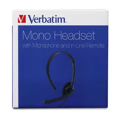 VERBATIM - AURICULAR MONO CON MICROFONO Y CONTROL REMOTO EN LINEA CONECTOR USB