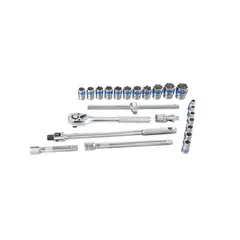UYUSTOOLS - Juego De Copas Y Ratchet 1/2" Cromadas 24 Piezas
