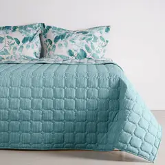 DISTRIHOGAR - Cubrelecho Doblefaz 150 Hilos Polialgodón Menthe Semidoble