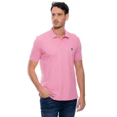 COLOR BLUE - Polo Unicolor Logo Estampado