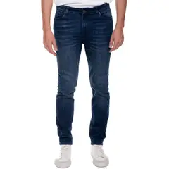 COLOR BLUE - Oakland/Skinny Fit Jeans Tono Oscuro Con Desgastes