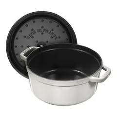 STAUB - Olla redonda de hierro fundido color trufa blanca 24 cm