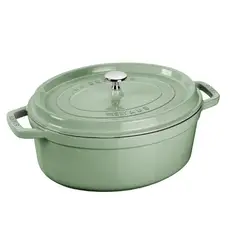 GENERICO - Olla ovalada de hierro fundido color verde claro Staub