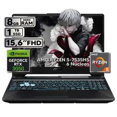 ASUS - PORTÁTIL GAMER RYZEN 5 7535HS 8GB RAM 1TB SSD RTX 3050 4GB 15,6 FHD BLACK