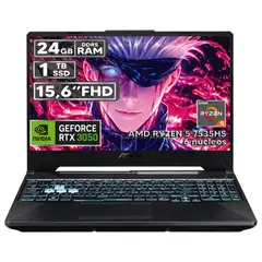 ASUS - PORTÁTIL GAMER RYZEN 5 7535HS 24GB RAM 1TB SSD RTX 3050 4GB 15,6 FHD BLACK