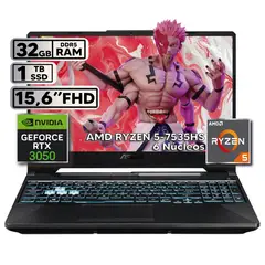 ASUS - PORTÁTIL GAMER RYZEN 5 7535HS 32GB RAM 1TB SSD RTX 3050 4GB 15,6 FHD BLACK