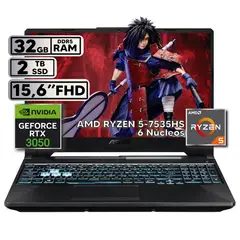 ASUS - PORTÁTIL GAMER RYZEN 5 7535HS 32GB RAM 2TB SSD RTX 3050 4GB 15,6 FHD BLACK