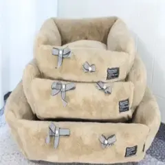 GENERICO - Cama Plush Con Moños S Beige