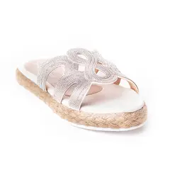 PRICE SHOES - Sandalia Plana Para Mujer con brillante 312ESMERALDAPLATA