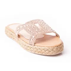 PRICE SHOES - Sandalia Plana Para Mujer brillantes 312GEORGINAOROROSA