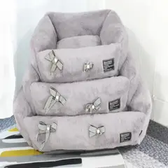GENERICO - Cama Plush Con Moños L Gris