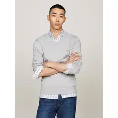 TOMMY HILFIGER - Saco gris tejido essential de cuello v