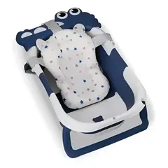 KIDSHOP - Bañera Portátil Con Termómetro Y Cojin Malla 6869 Azul