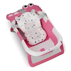 KIDSHOP - Bañera Portátil Con Termómetro Y Cojin Malla 6869 Rosado