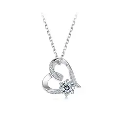 ALHAJAS - Collar Para Mujer Corazón Piedra Moissanita Fabricado En Plata 925