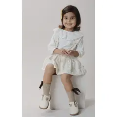 BABY SAMUU - Conjunto de braga y blusa en pana Berry Rose