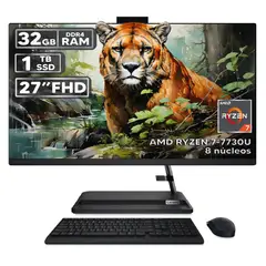 LENOVO - TODO EN UNO 3 27ALC6 RYZEN 7-7730U 32GB RAM 1TB SSD PANTALLA 27″ FHD LED