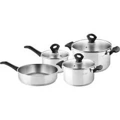LAMART - Set Ollas Batería De Cocina Inducción 7pz Acero Inoxidable Lt1110