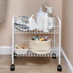 REJIPLAS - Organizador junior 2 canastas con ruedas blanco