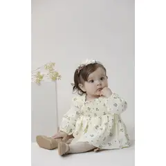 BABY SAMUU - Vestido Clara Algodón gasa floral con diadema