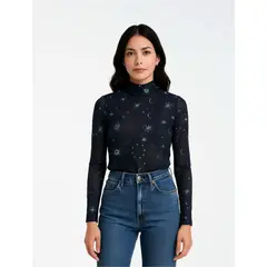 MOLGOA - Blusa Top Manga Larga Mesh - The Lune