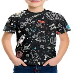 100 - Camiseta Space Negra para Niño