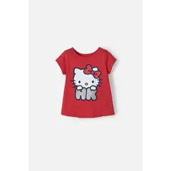HELLO KITTY - Camiseta de manga corta roja para niña 2T a 5T