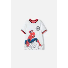 MARVEL - Camiseta de Spider-man manga corta blanco rojo y negro para niño