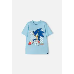 SONIC - Camiseta de de manga corta azul para niño