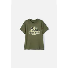UNIVERSAL - Camiseta de Jurassic World manga corta verde militar para niño