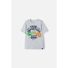 AMONG US - Camiseta de manga corta gris jaspe para niño
