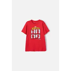 MARVEL - Camiseta de Spider-man manga corta roja para niño