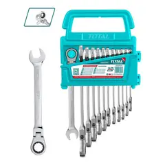 TOTAL - Llave Mixta con Rache Flexible 8 - 19 mm juego x 12 pzs