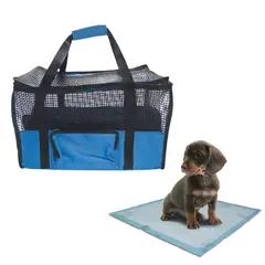 HALLY PET - Maletín Cargador Med +15 Und Tapetes Azul Claro